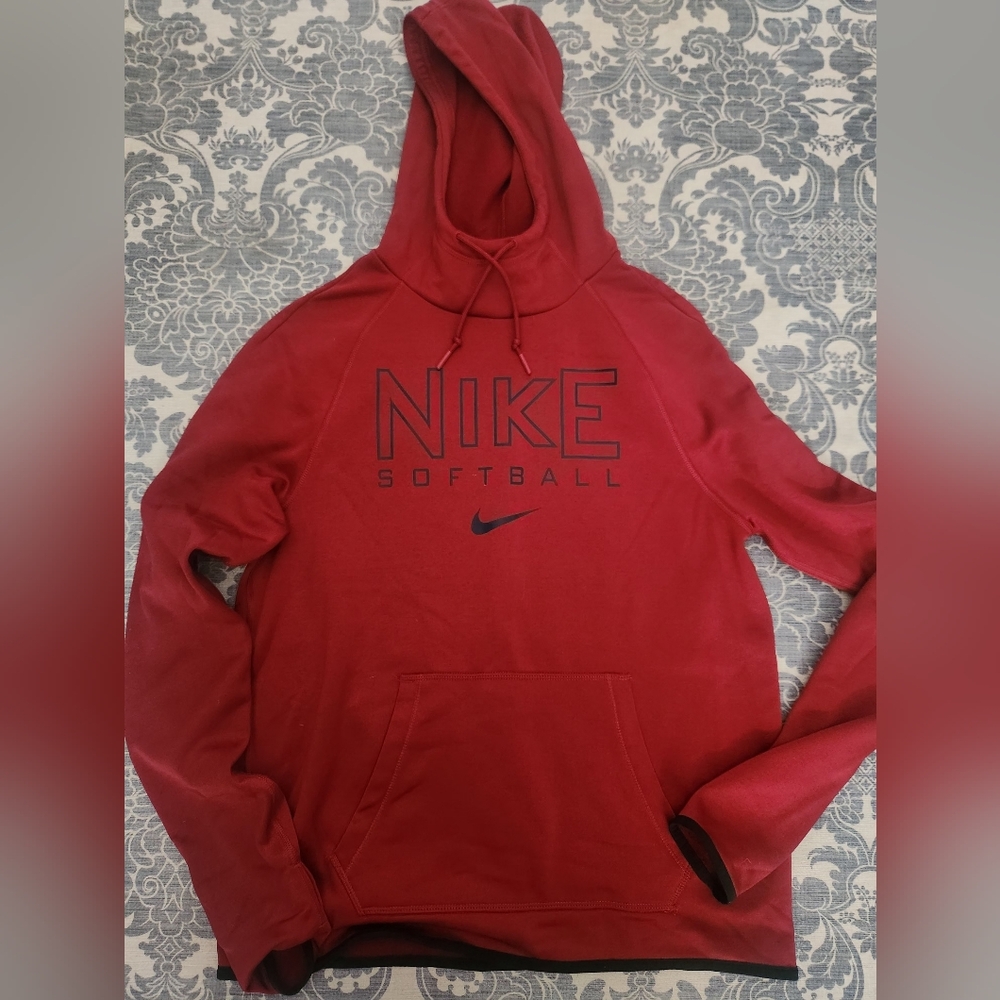 Nike Red Softball Hoodie with Black Logo